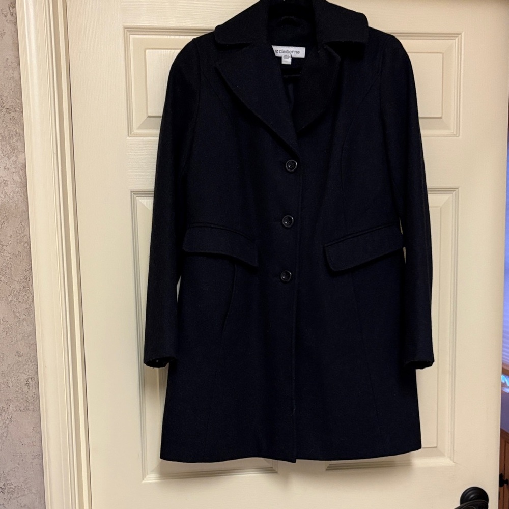 Liz Claiborne Classic charcoal, gray Pea Coat, size medium